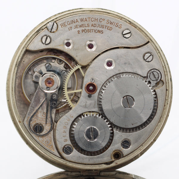 Antique 18s Omega Regina Canadian Dial Mechanical Pocket Watch Silver Swiss