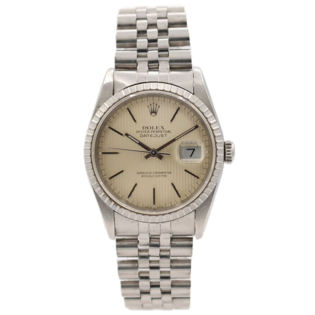 Vintage 1991 Rolex 16220 Datejust Tapestry Men's Automatic Wristwatch Steel