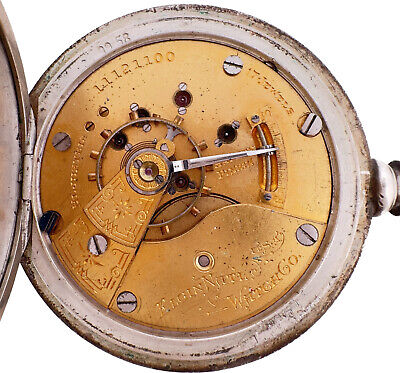 Antique 18S Elgin 17J Mechanical Hunter Pocket Watch Grade 307 3oz Coin Silver