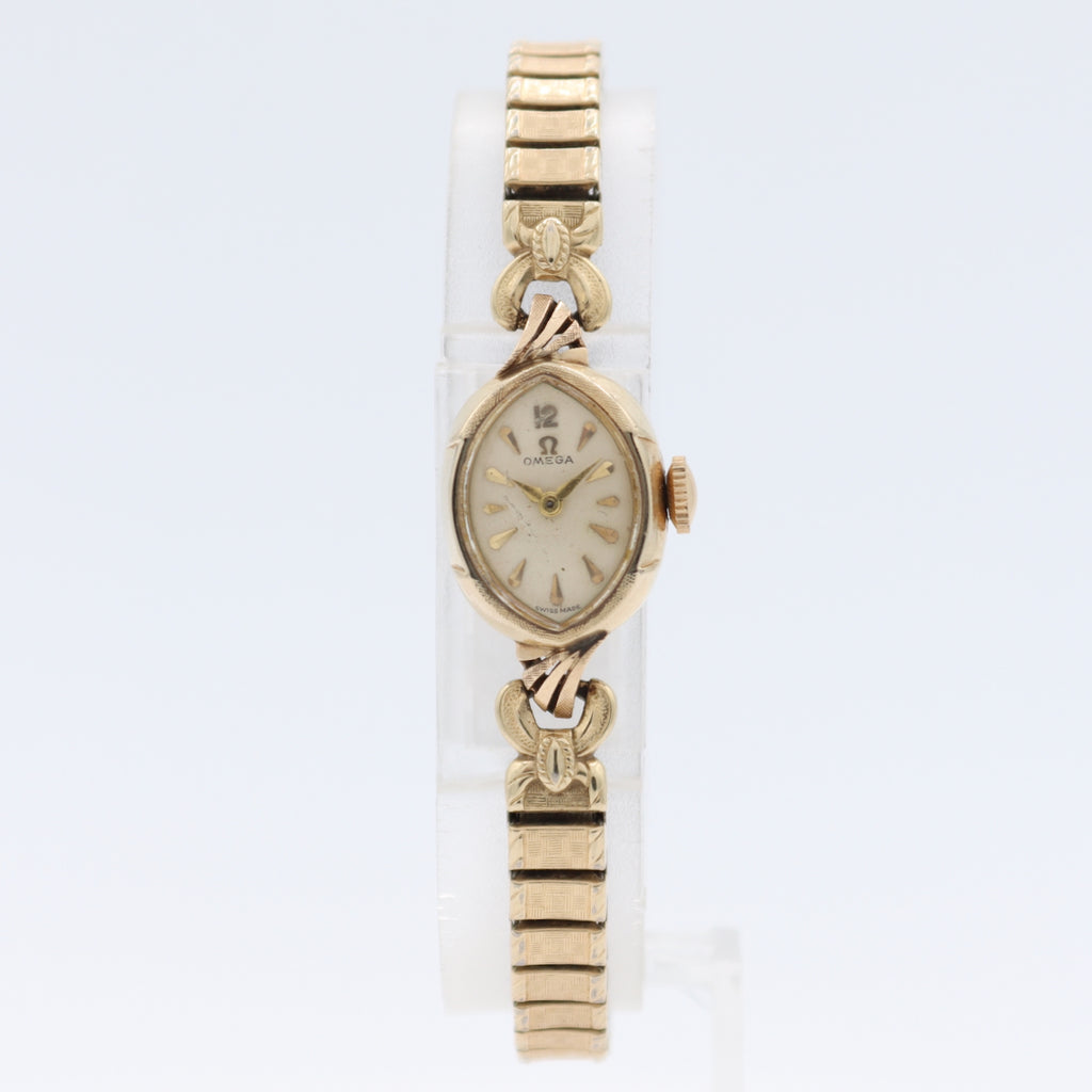 Vintage 1960 Omega A5278 Cocktail Ladies Mechanical Wristwatch 483 Swiss 14k GF
