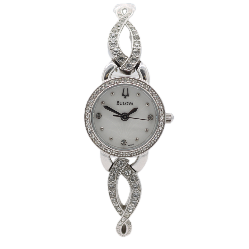 Bulova Diamond Bezel Ladies Quartz Wristwatch 6491 Hong Kong Stainless Steel