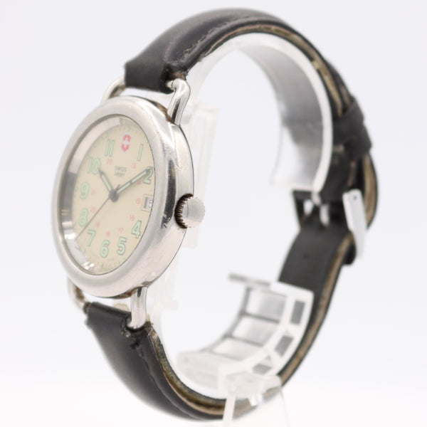 Vintage 37mm Swiss Army Date Men's Quartz Wristwatch Swiss Steel 330ft Military