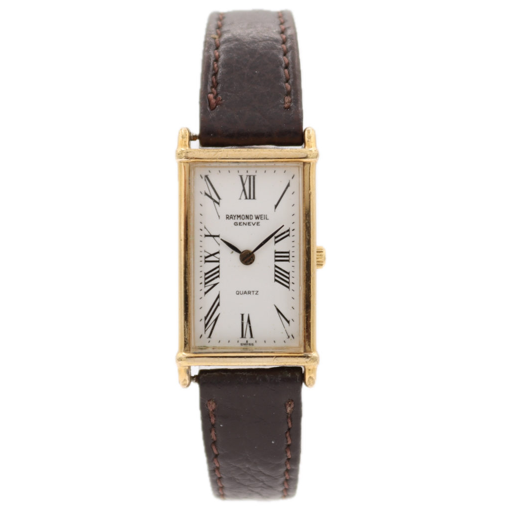 18mm Raymond Weil Roman Ladies Quartz Wristwatch Swiss Gold Plated Rectangular