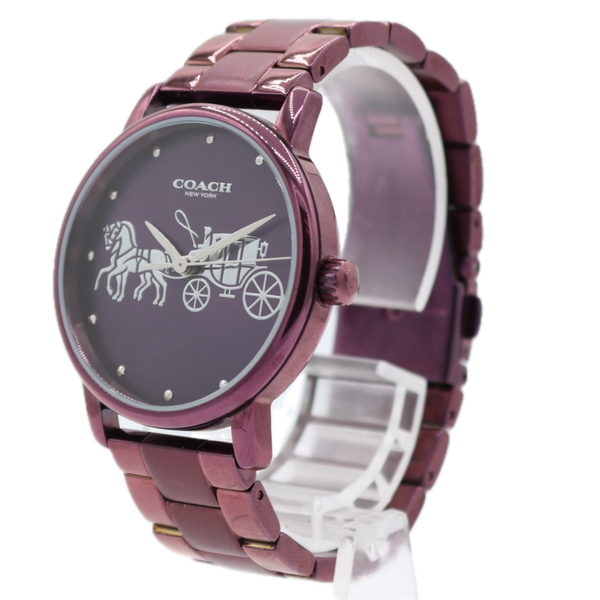 Vintage 36mm Coach CA.113.7.34.1505 Purple Dial Men's Quartz Wristwatch Steel