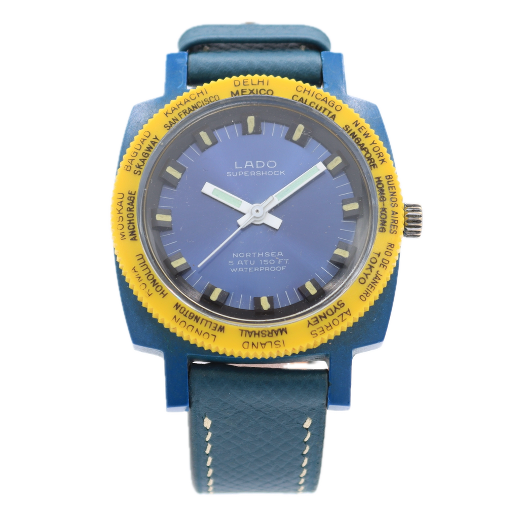 Vintage 37mm Lado Northsea Men's Mechanical Wristwatch Swiss Made PlasticfParts