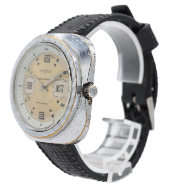 Vintage Avystyle Super Datomatic Men's Mechanical Wristwatch Steel Fluted Bezel