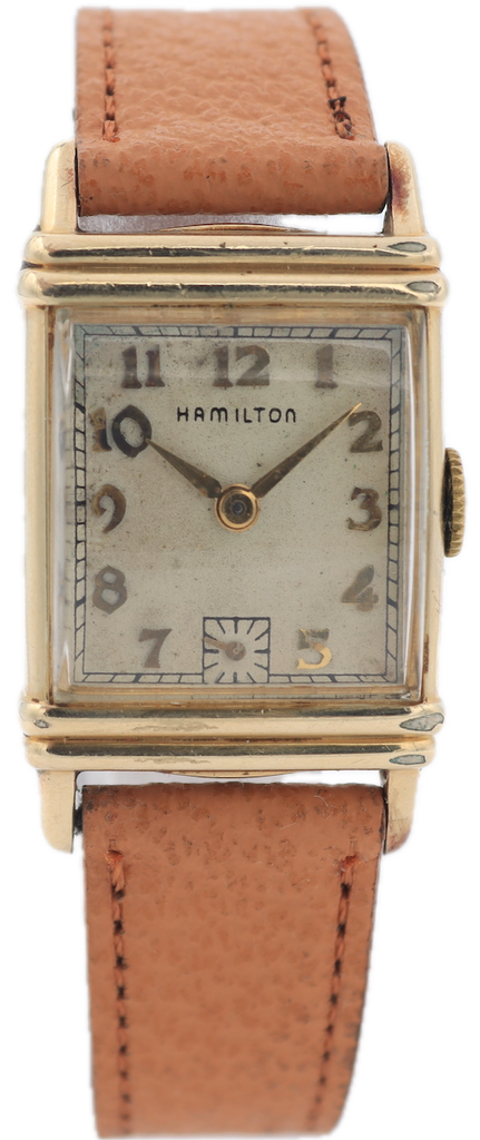 Vintage Hamilton Rectangular Men's Mechanical Wristwatch 982 USA 14k Gold Filled