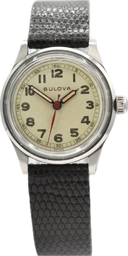 Vintage 29mm Bulova Military Style Men's Mechanical Wristwatch 10BAC USA Steel