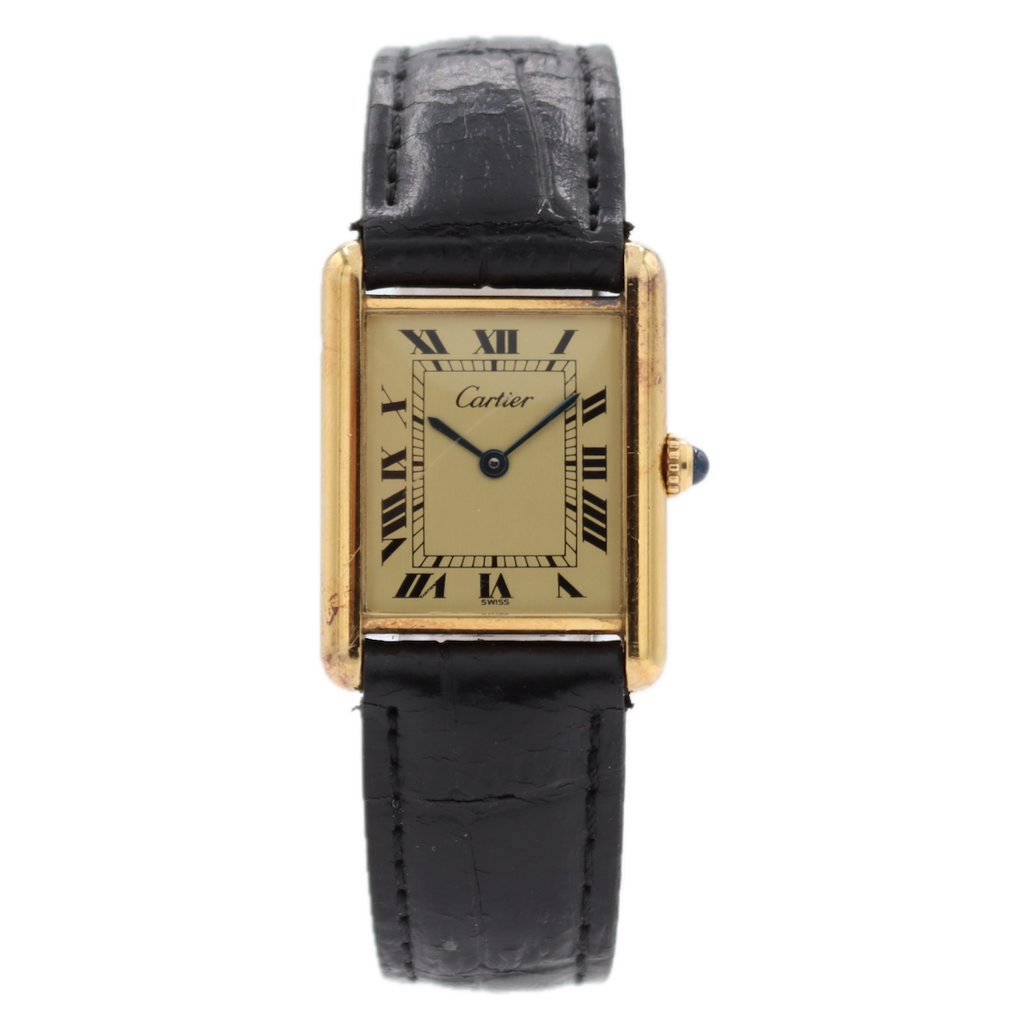 Vintage Cartier 6 81006 Tank Vermeil Men's Quartz Wristwatch Swiss Gold Plated