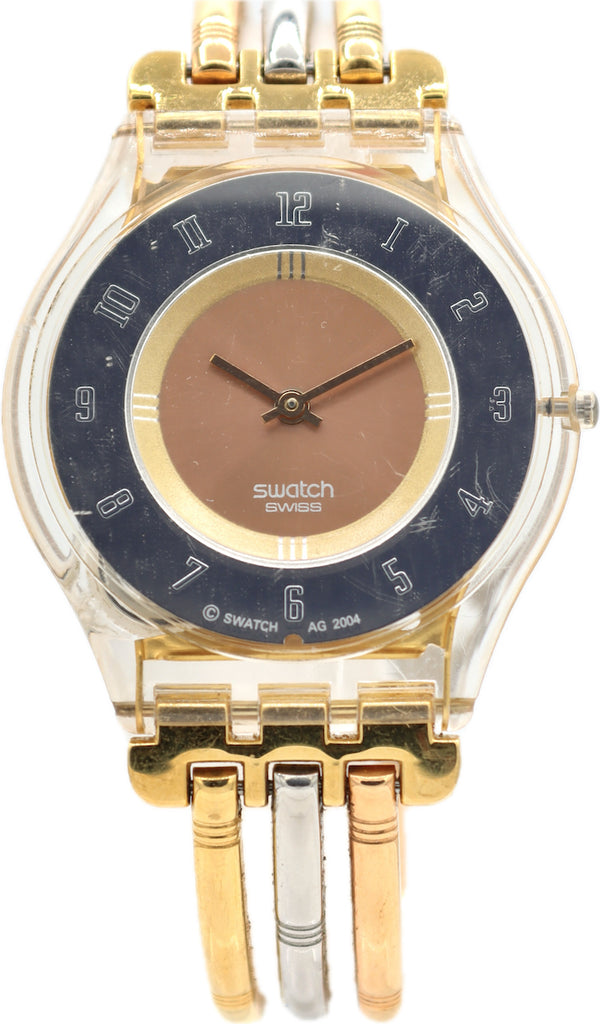 Vintage 34mm Swatch Cord Bracelet Men's Quartz Wristwatch Swiss Plastic