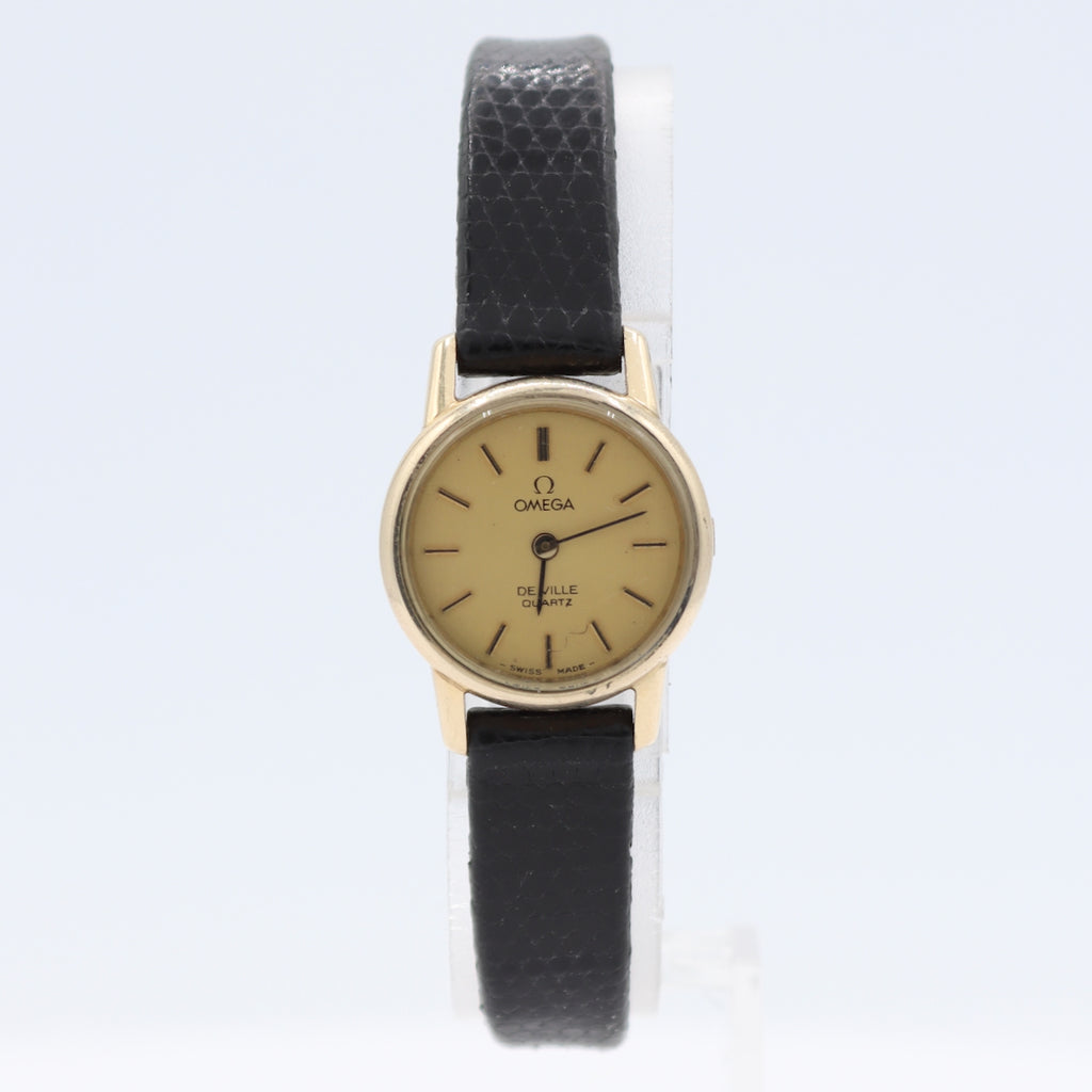Vintage 20.5mm Omega De Ville Ladies Quartz Wristwatch Swiss 10k GF Gold Dial