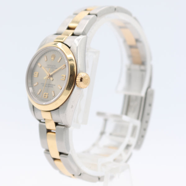 Vintage 1996 Rolex 67183 Oyster Perpetual Ladies Automatic Wristwatch Grey Dial