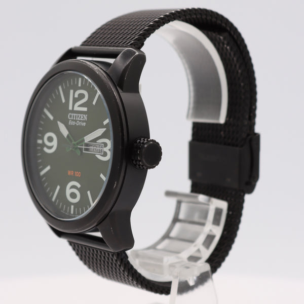 42mm Citizen E101-S064783 Green Dial Men's Quartz Wristwatch Steel Day Date