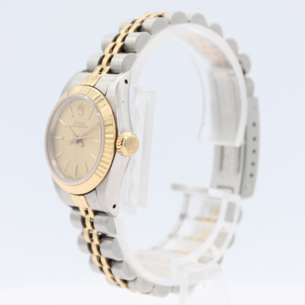 1986 Rolex 67193 Oyster Perpetual Lady Automatic Wristwatch 2130 Swiss Two Tone