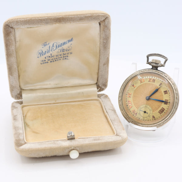 Antique Bulova Art Deco 17J Mechanical Pocket Watch Thin Hi W/Box 14k GF Swiss