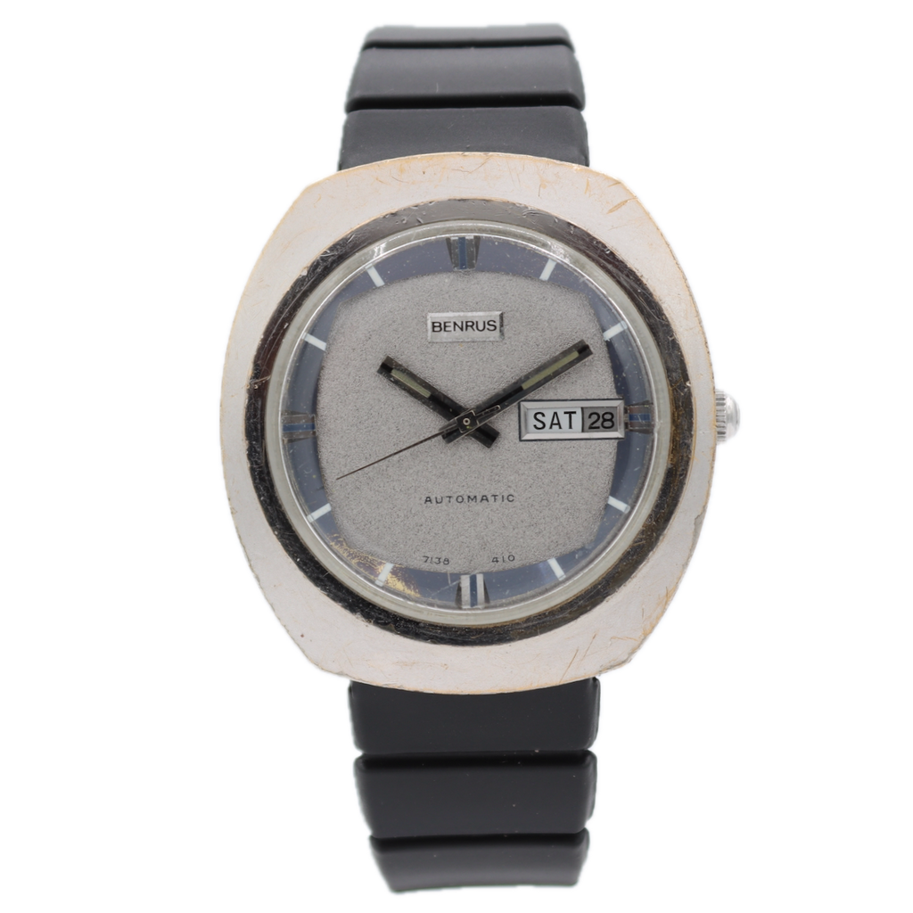 Vintage 38.5mm Benrus 7138.410 TV Dial Men's Automatic Wristwatch Chrome