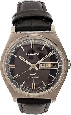 Vintage Bulova Sea King Men's Automatic Wristwatch w Matte Blue Crosshair Dial