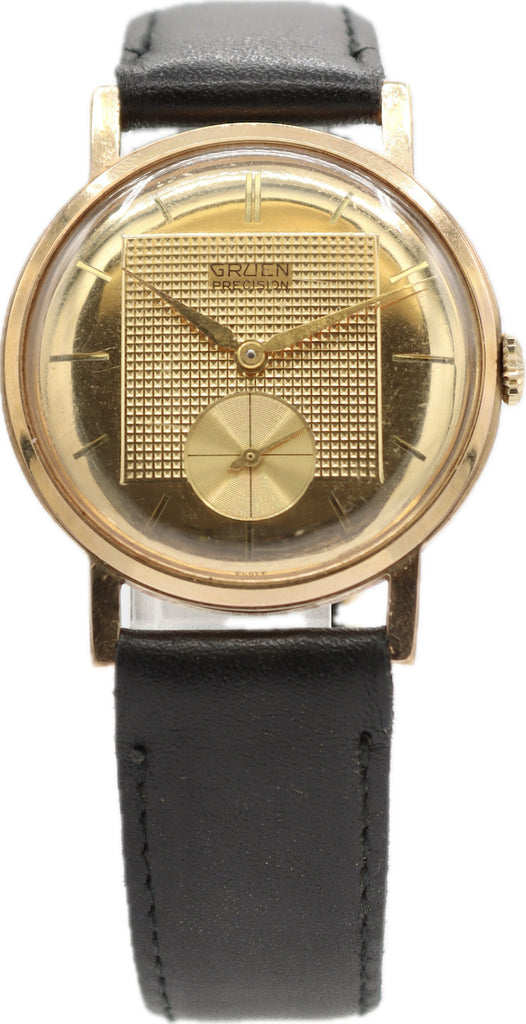 Vintage 33mm Gruen Hobnail dial Men's Mechanical Wristwatch N510 Swiss 14k RGP
