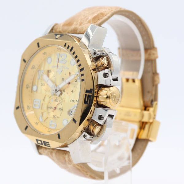 Swiss Legend Scubador Men's Quartz Wristwatch Swiss Two Tone Chronograph 100M