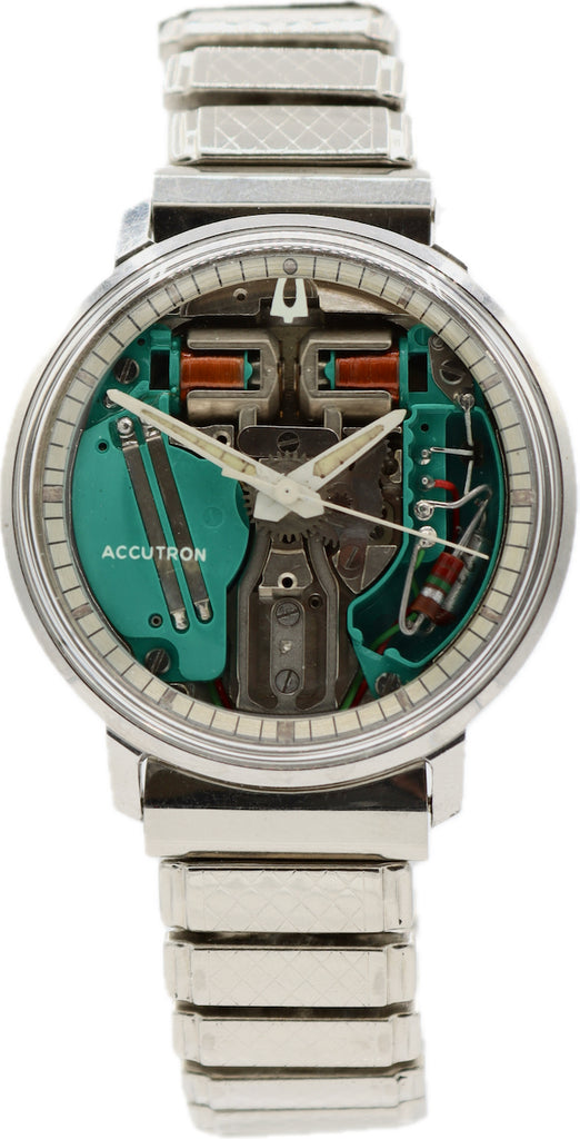 Vintage 35mm 1966 Accutron Spaceview Men's Tuning Fork Wristwatch 214 Steel