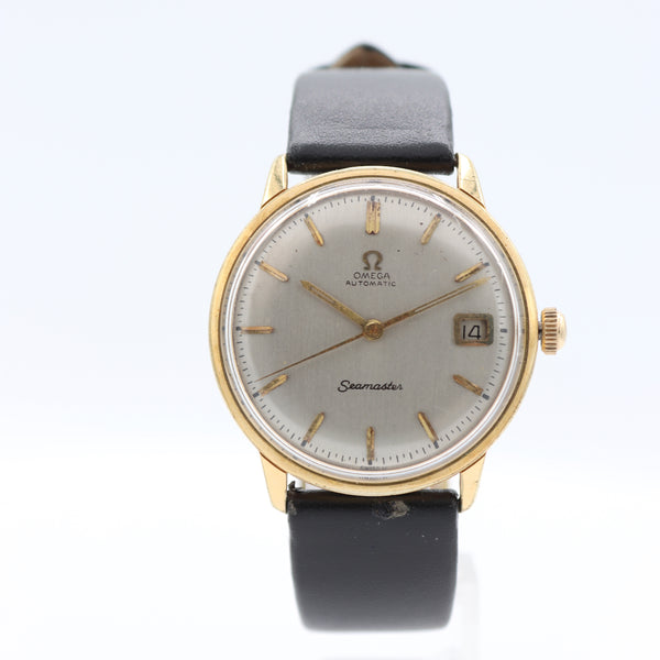 OMEGA Seamaster Quartz ゴールド 時計 1990 Omega Seamaster 33MM Quartz Champagne Dial Leather