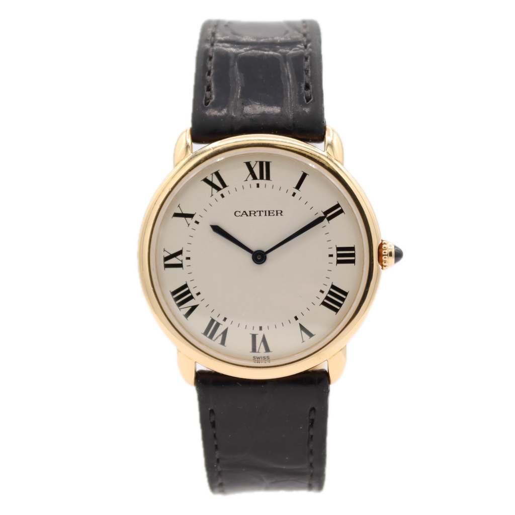 34mm Cartier Ronde Louis Men's Mechanical Wristwatch 18k Gold With Box