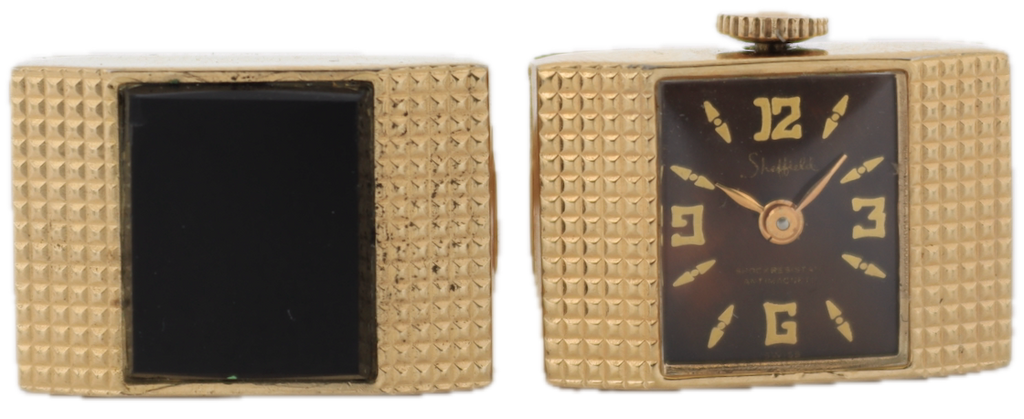 Vintage Sheffield Cufflink Watch Men's Mechanical Pendant Watch Gold Tone