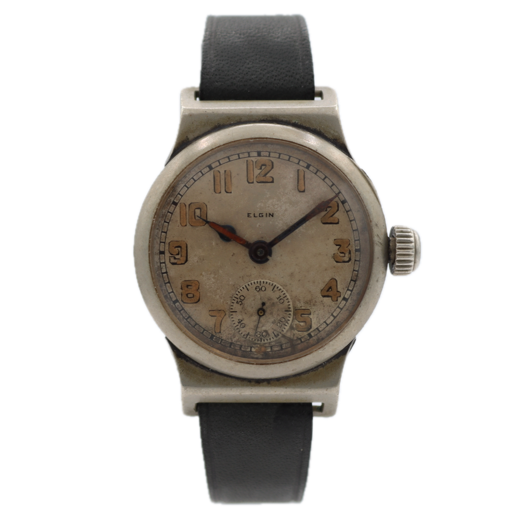 Vintage 1918 Elgin Military 7 Jewel Men's Mechanical Wristwatch USA Nickel