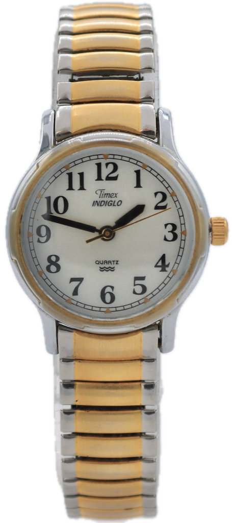 Vintage Timex Two Tone Indiglo Ladies Quartz Wristwatch Phillipines Gold Tone