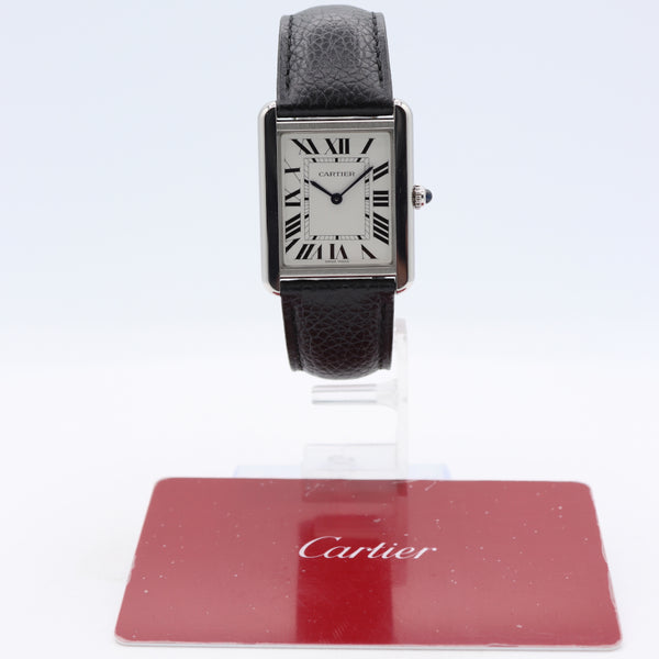 2021 Cartier WSTA0028 Tank Solo Men's Quartz Wristwatch Swiss Steel W/ Card