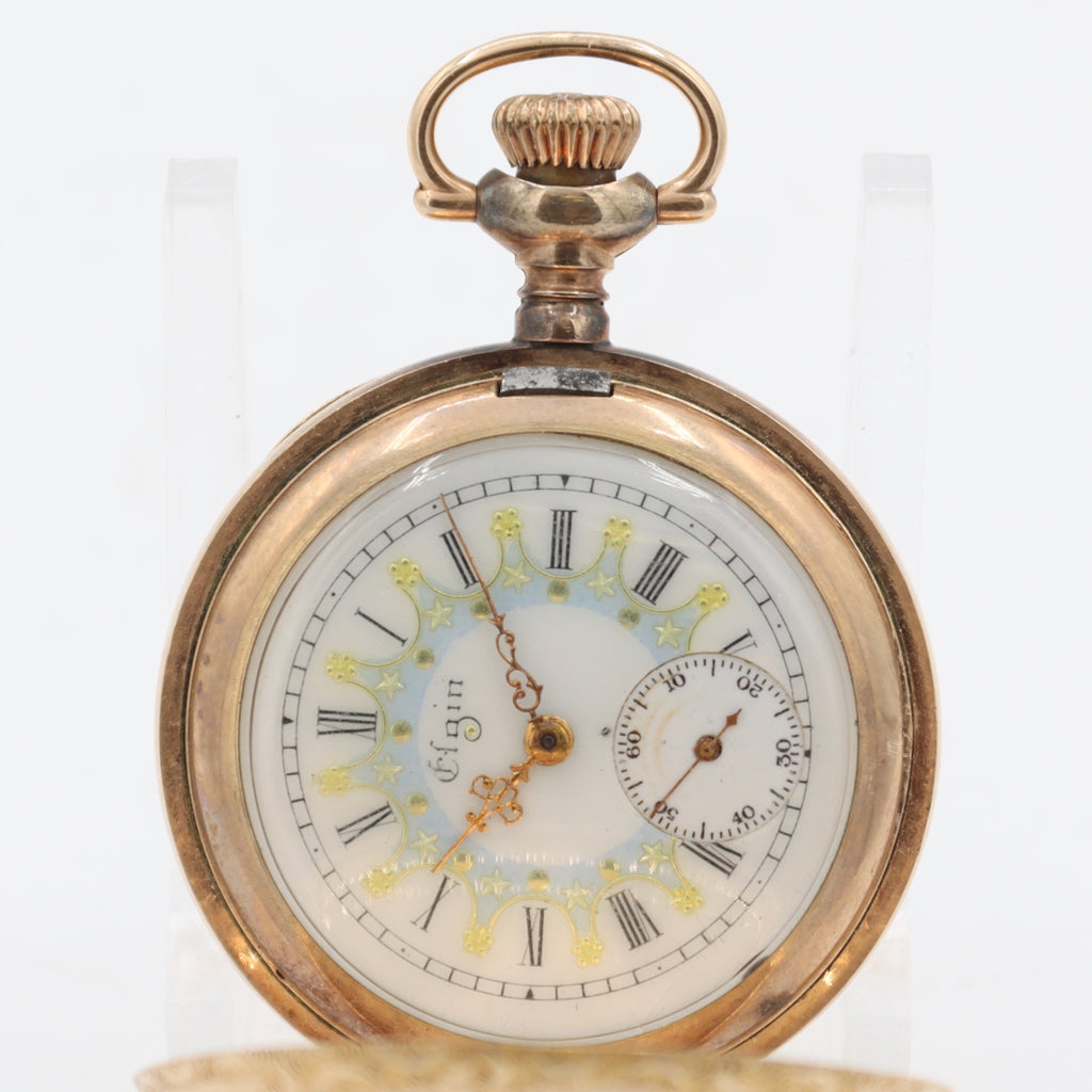 Antique 0s 1910 Elgin Multicolor 15j Hunter Pocket Watch 354 25 Year GF USA