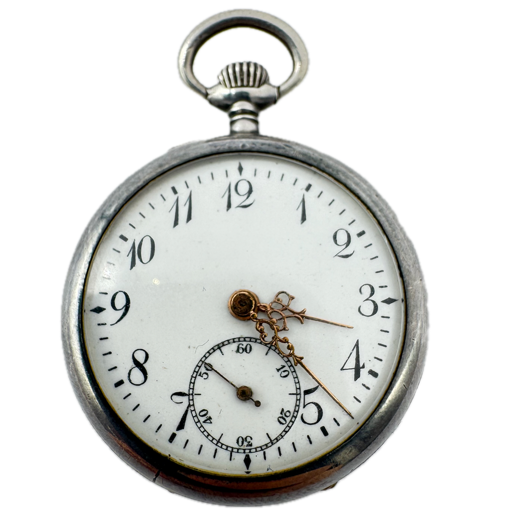 Antique Unbranded Mechanical Pin Set Pocket Watch Sterling Silver Swiss Made