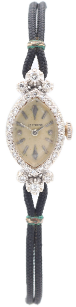 Vintage LeCoultre Diamond Cocktail Ladies Mechanical Wristwatch 14k White Gold