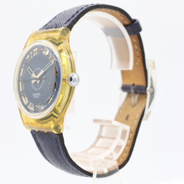 Vintage 36mm Swatch 319 Skeleton Blue Men's Automatic Wristwatch 2840 Plastic