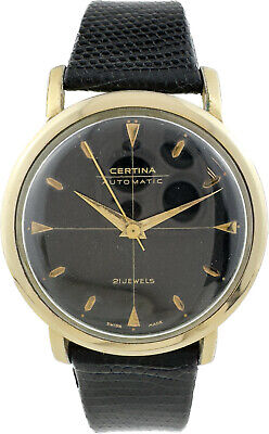 Vintage Certina 21 Jewel Men's Automatic Wristwatch 25-45 w Black Crosshair Dial
