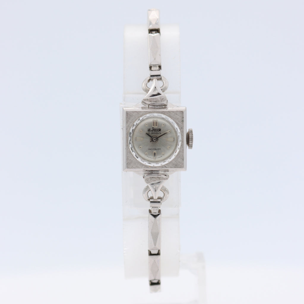 Vintage LeJour Linen Case Lady Mechanical Wristwatch AS 1677 Swiss 10k RGP NOS