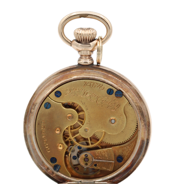 Antique 16s Illinois Railroad Pocket Watch Bunn Special w Locomotive 10k GF