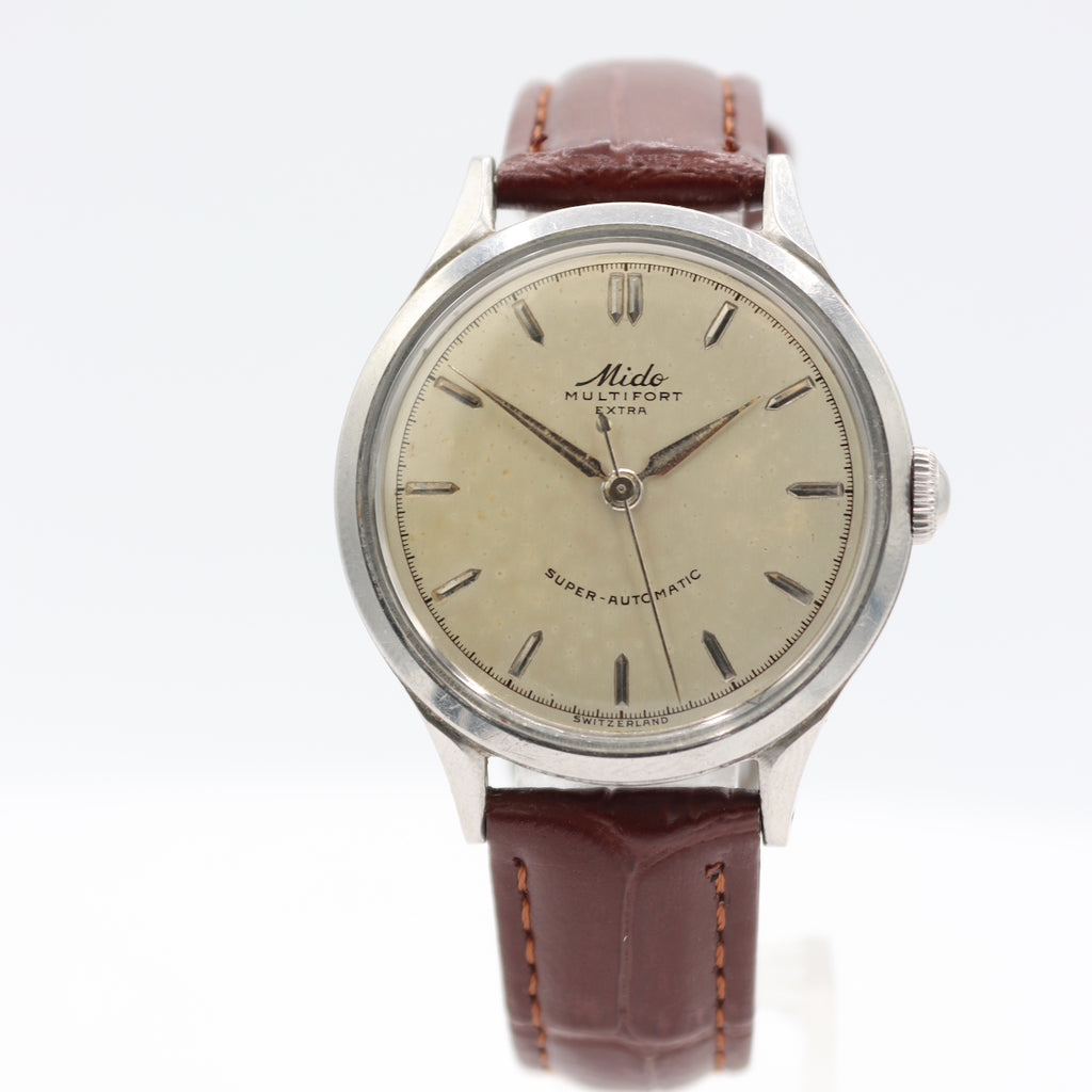 Vintage Mido Multifort Extra Men's Bumper Automatic Wristwatch 917 Swiss Steel