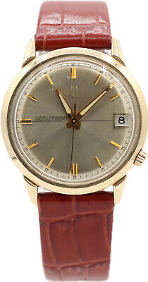 Vintage 34mm 1967 Bulova Accutron Men's Tuning Fork Wristwatch 218 D Swiss 14kGF