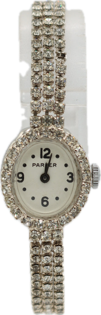 Vintage 18mm Parker Diamonds Ladies Quartz Wristwatch 672 Stainless Steel