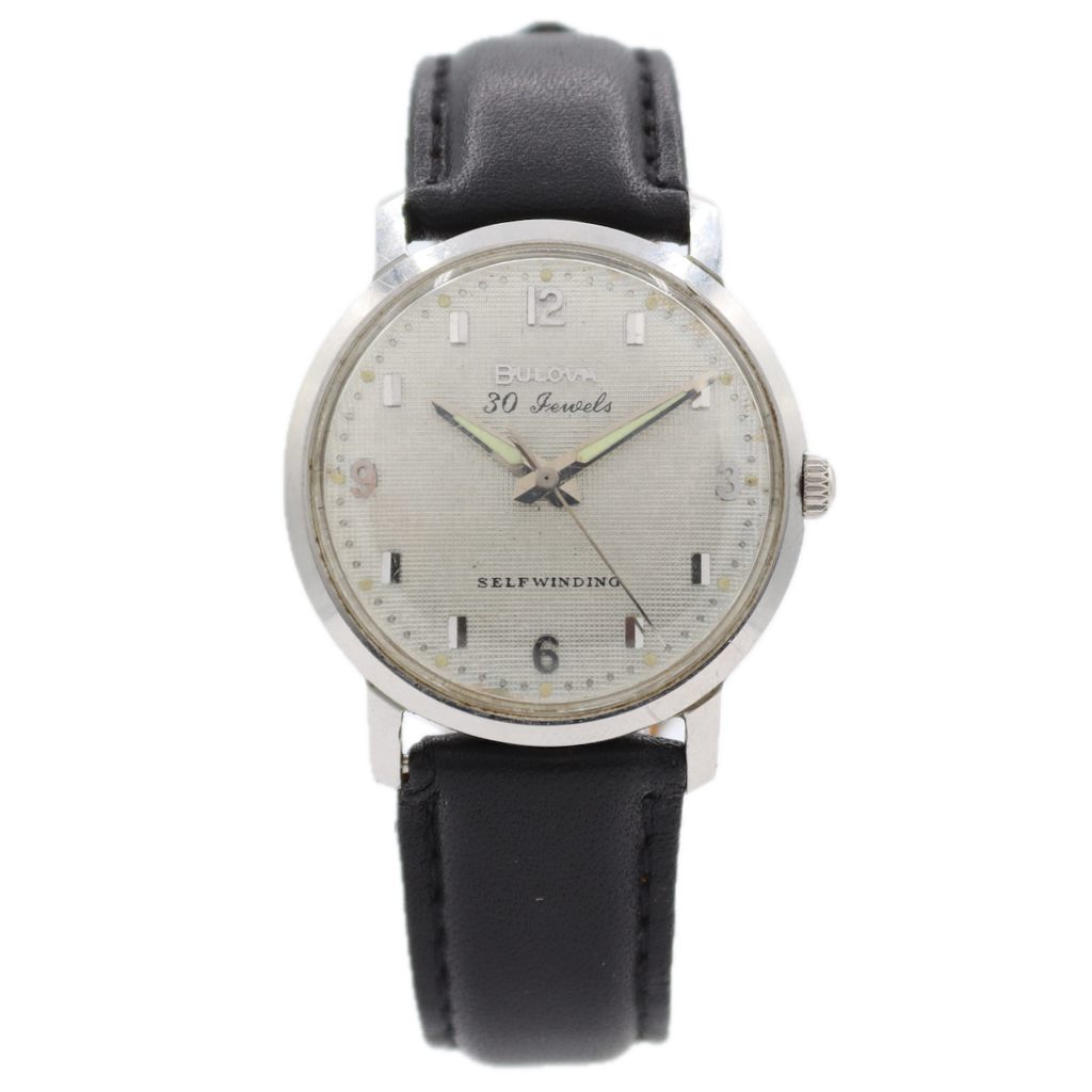 Vintage 32.5mm 1969 Bulova "30 Jewels" Men's Automatic Wristwatch Steel Linen