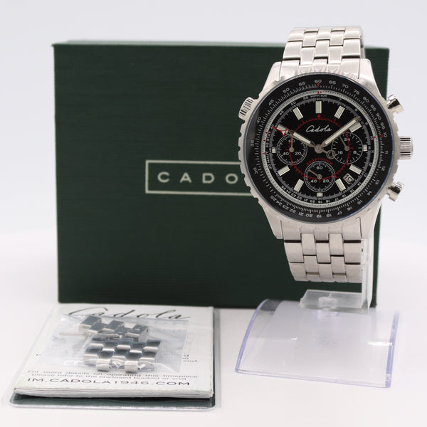 44mm Cadola CD-1009 Volaron Men's Quartz Chronograph Wristwatch Steel W/ Box