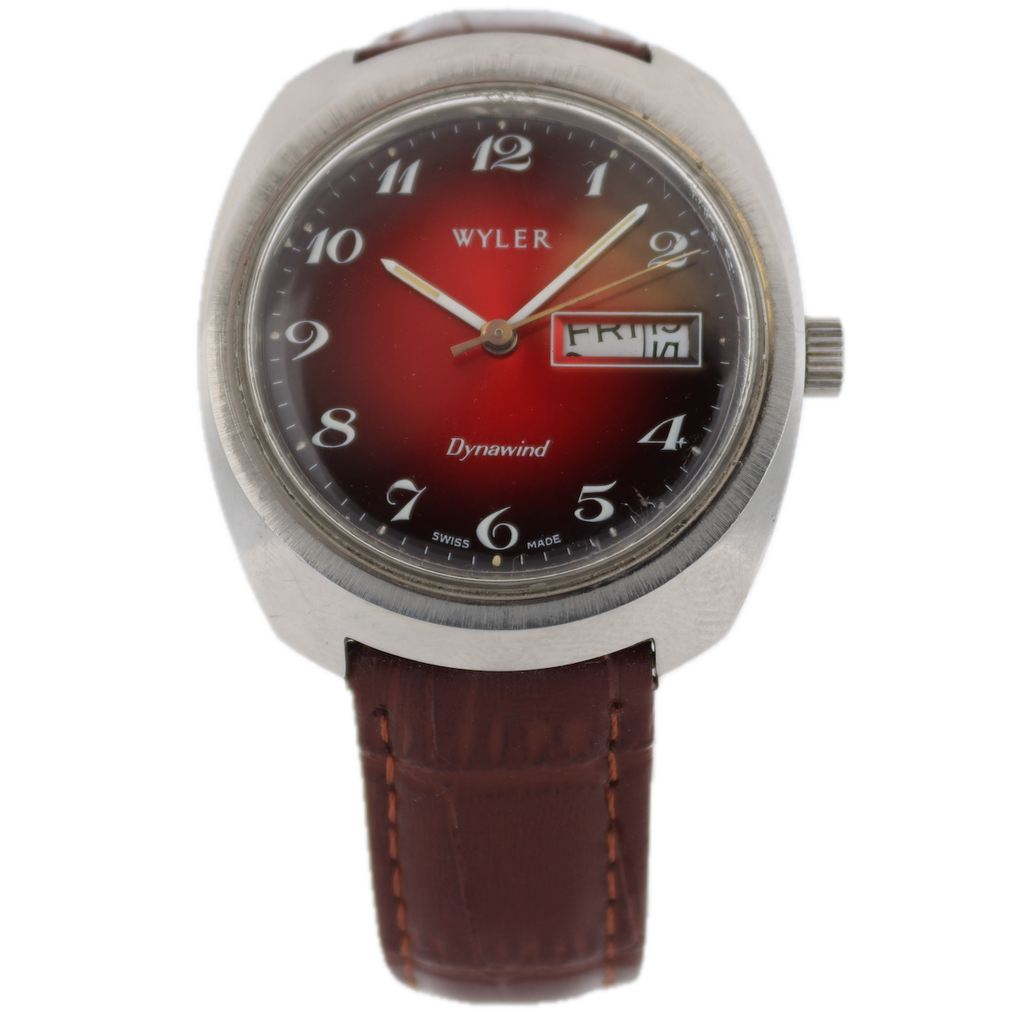 Vintage Wyler N4001-0447 Red Burst Lifeguard Men's Automatic Wristwatch WH245A