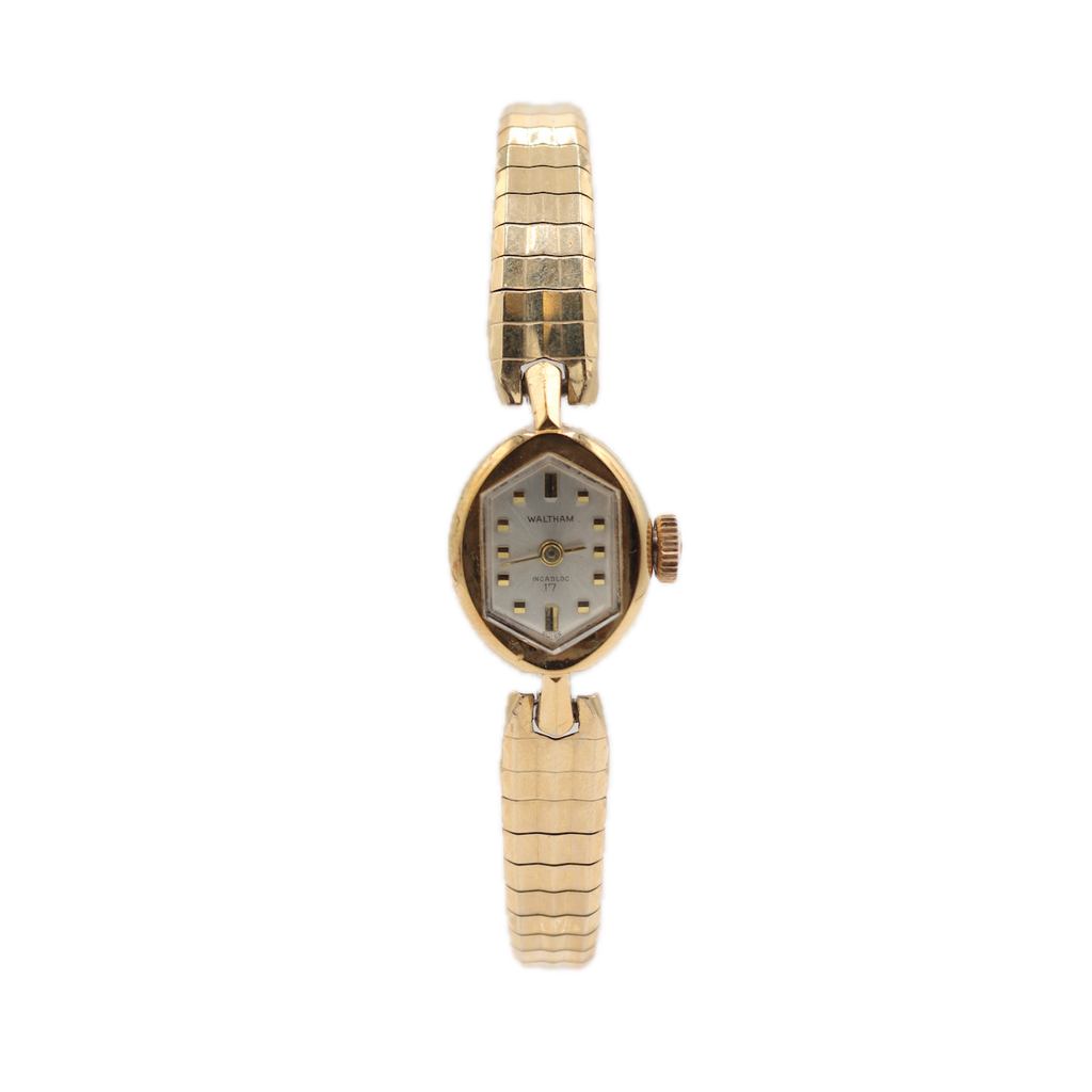 Vintage 14mm Waltham Ladies Mechanical Wristwatch 978 Swiss Steel & Gold Tone
