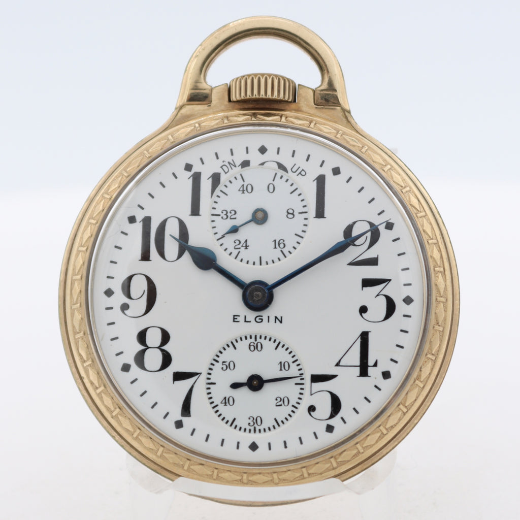 Antique 16s Elgin Veritas Up Down Wind Indicator 23j Railroad Pocket Watch 453