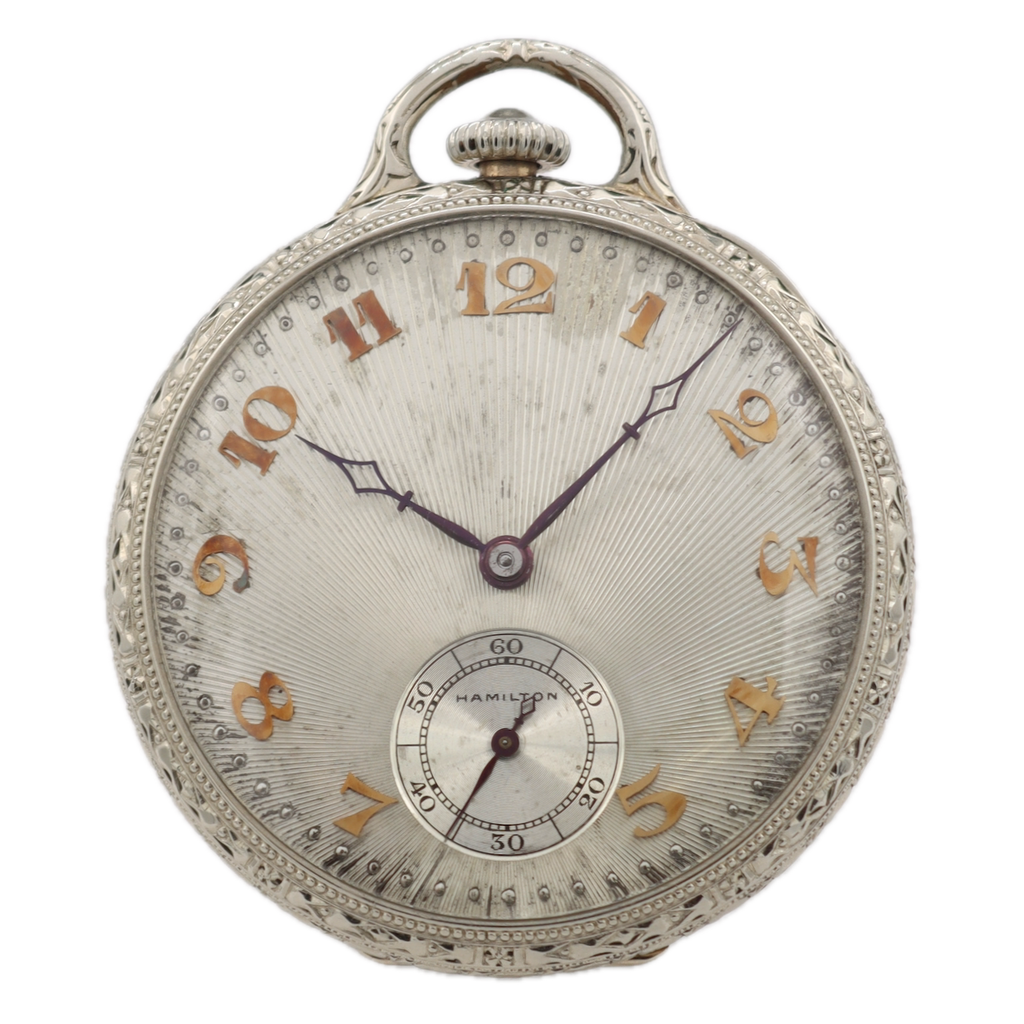 Antique 12s 1926 Hamilton Art Deco Mechanical Pocket Watch 922 W/Box 14kGF USA
