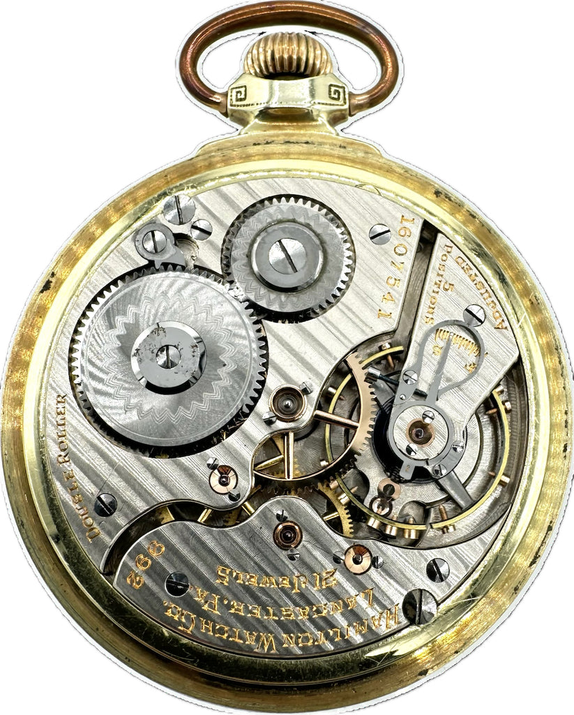 Antique 16S Hamilton Dual Hand Railroad Pocket Watch Grade 992 10k