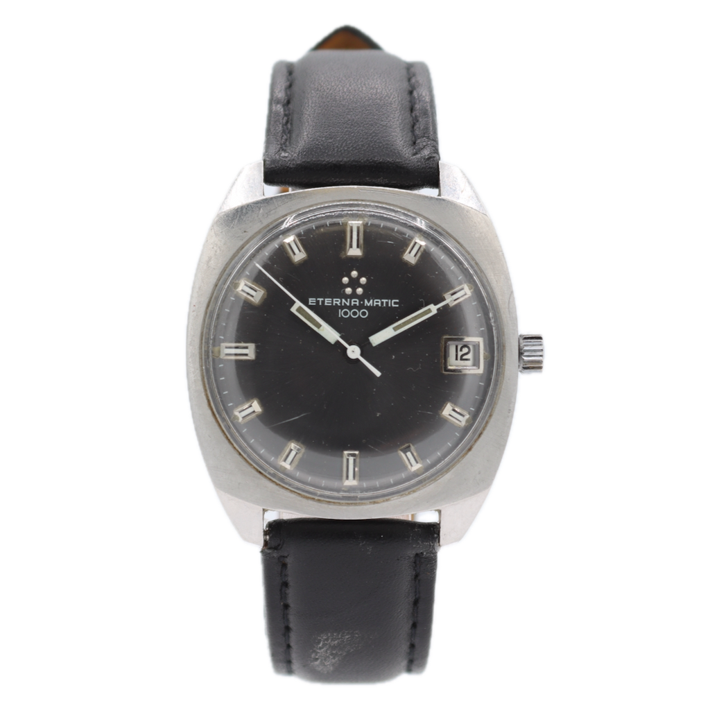Vintage 33.5mm Eterna-Matic 1000 Men's Automatic Wristwatch 1489K Steel Gray