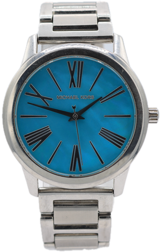 Vintage Michael Kors MK3519 Blue Mother of Pearl Ladies Quartz Wristwatch Steel