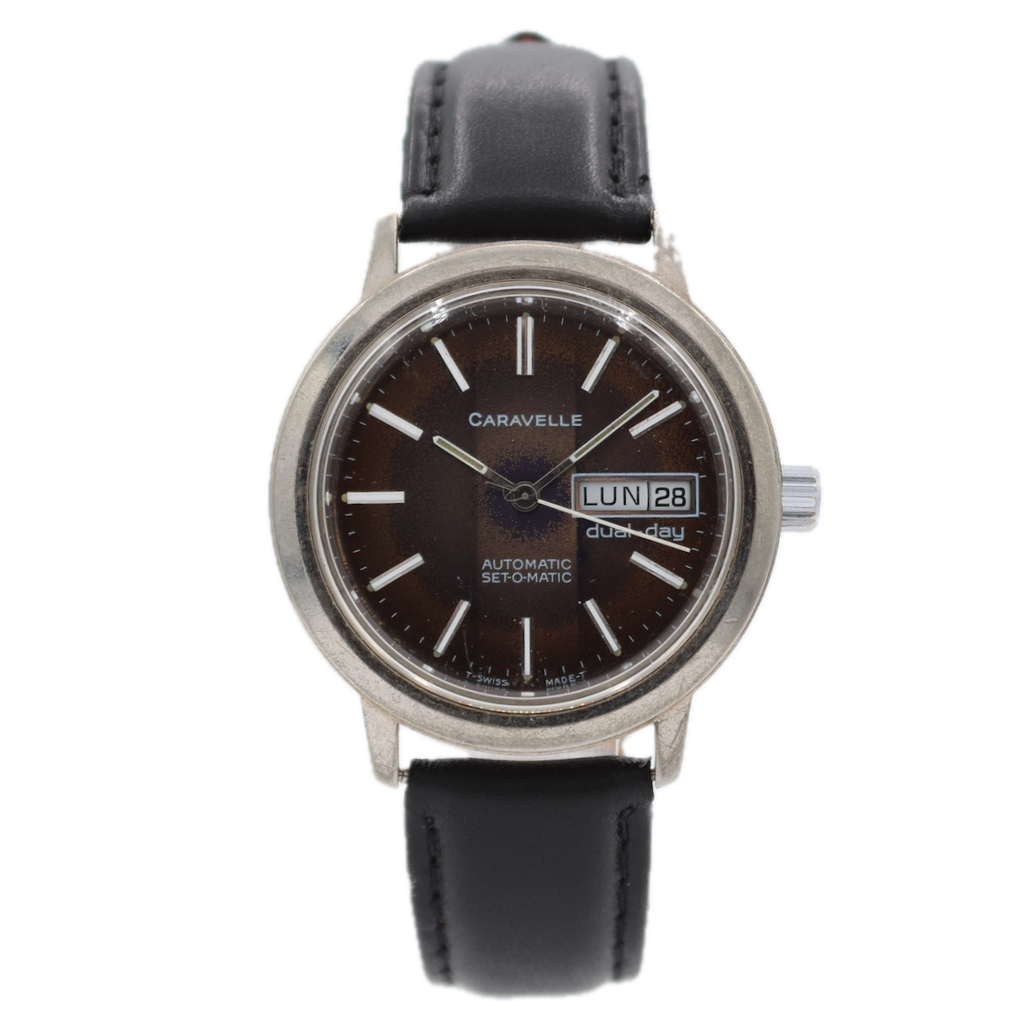 36mm 1978 Caravelle 1133.50 Set-O-matic Men's Wristwatch ETA CD.2879 Gold Tone